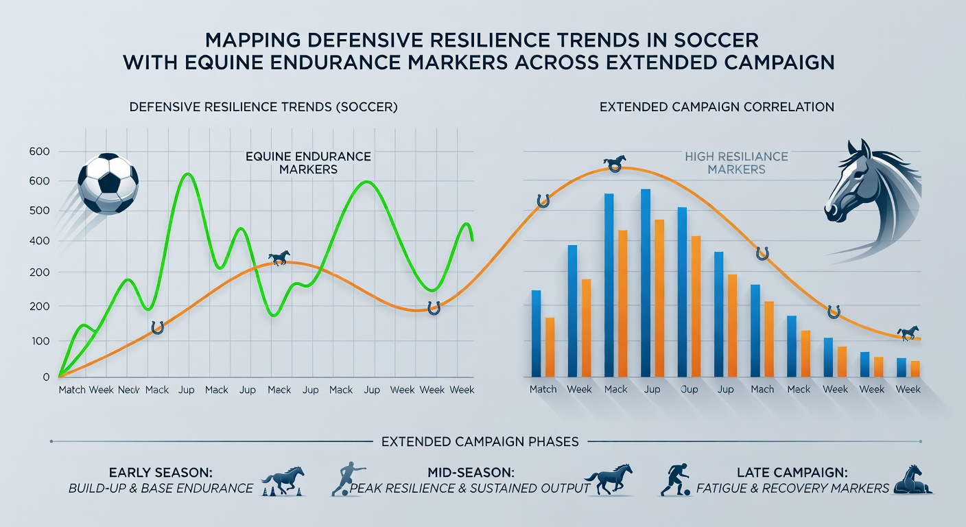 Layered data visualization combining soccer clean sheet trends and horse stamina indices over extended seasons