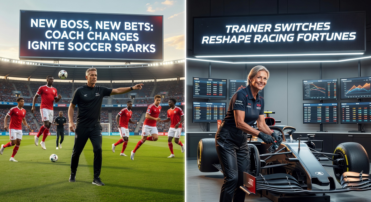 A soccer coach gestures animatedly from the sidelines during a match, capturing the electric atmosphere of a new regime taking charge