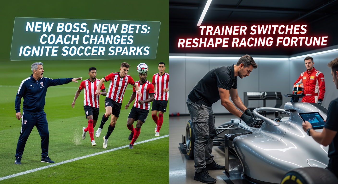 A horse racing trainer discusses strategy with jockey in the paddock, highlighting the precision of a new training regime