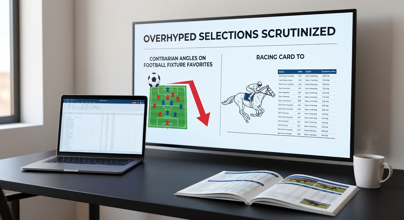 Horse racing touts gesturing emphatically at a favored entry in the paddock, while sharp bettors eye longer-priced rivals on the card for accumulator value