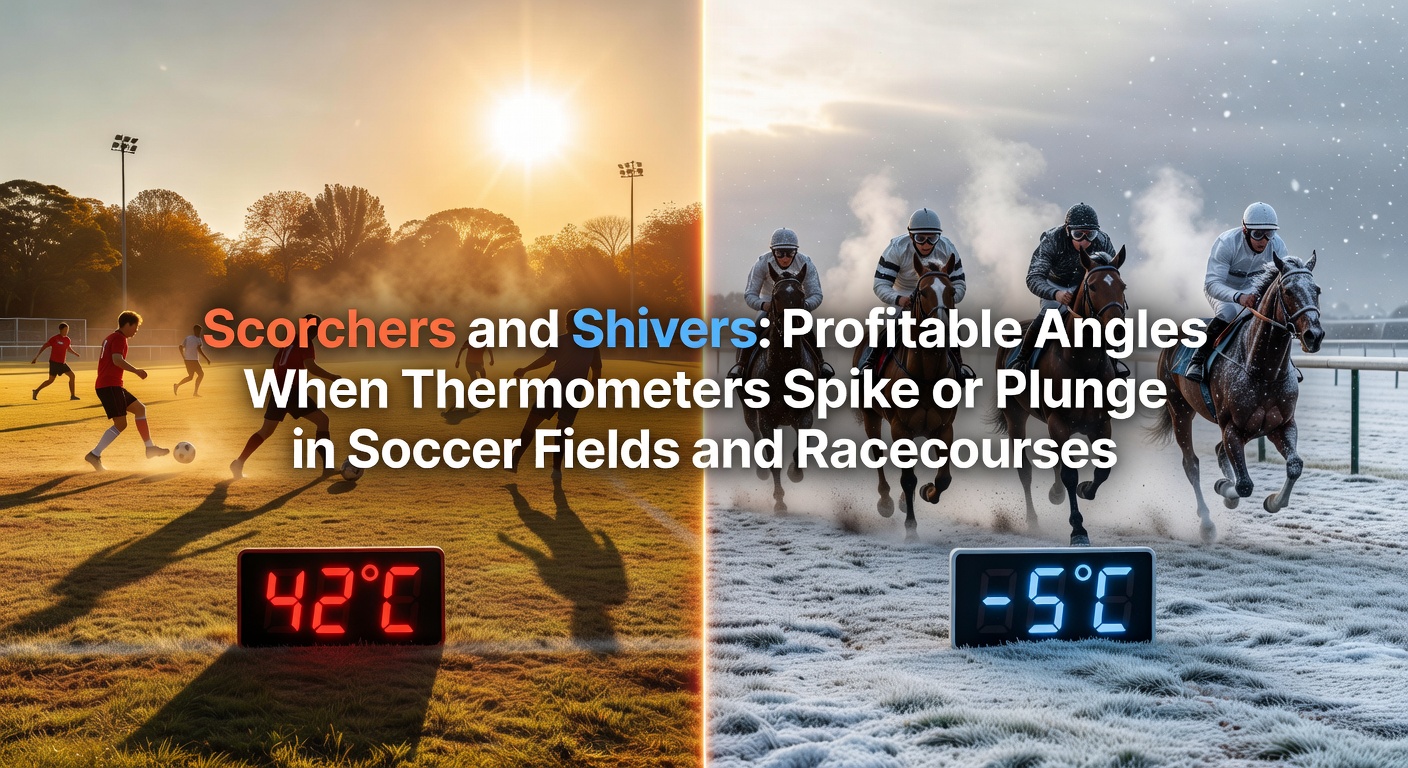 Soccer players sweating through a blistering match under a relentless sun, with thermometers pushing past 35°C on a parched field
