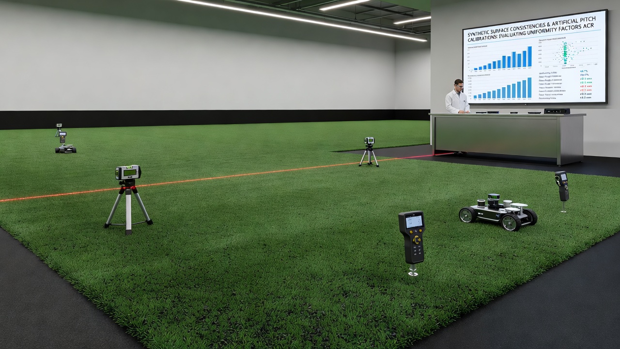 All-weather racing circuit surface undergoing laser-guided uniformity calibration