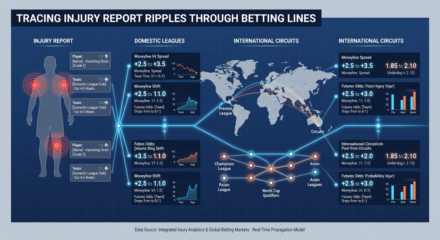 International football circuits showing betting line adjustments after injury news